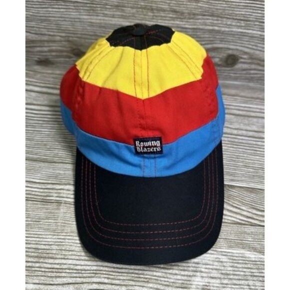 Rowing Blazers Black Blue Red Yellow Striped Baseball Hat Cap R.B. New York - Picture 2 of 7